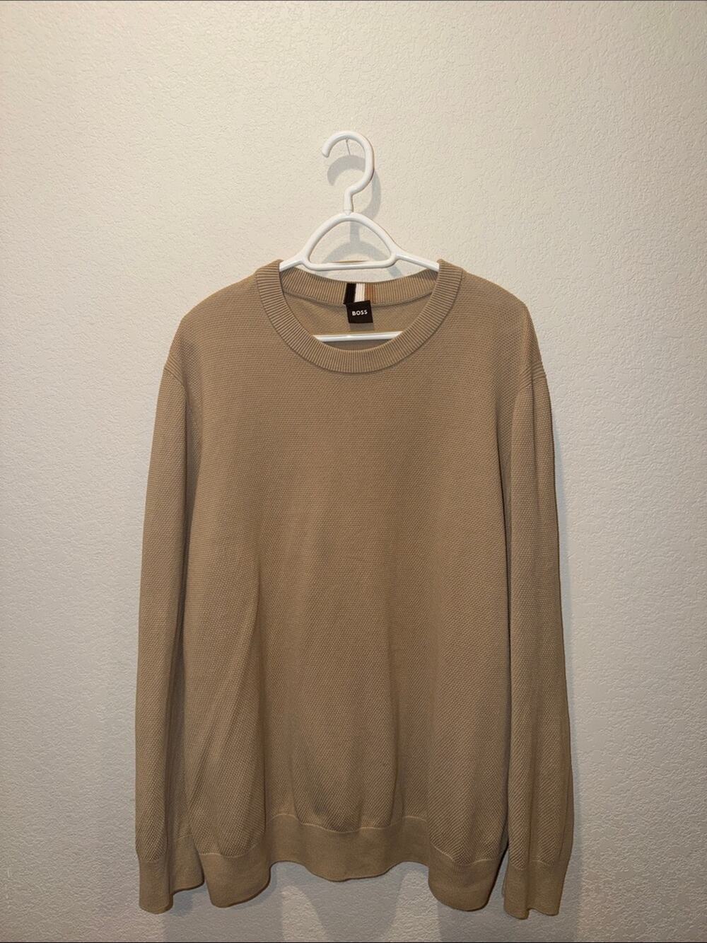 Boss Men's Crewneck Sweater in Beige
